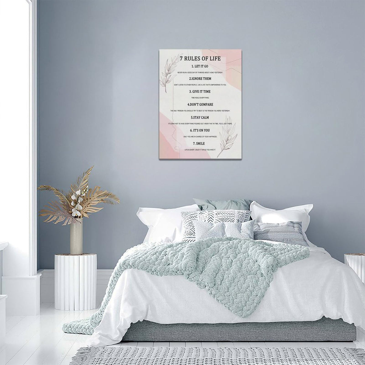 7 Rules of Life Wall Art Motivational Inspirational Pictures Wall Decor Positive Quotes Canvas Painting Home Modern Artwork Decorations