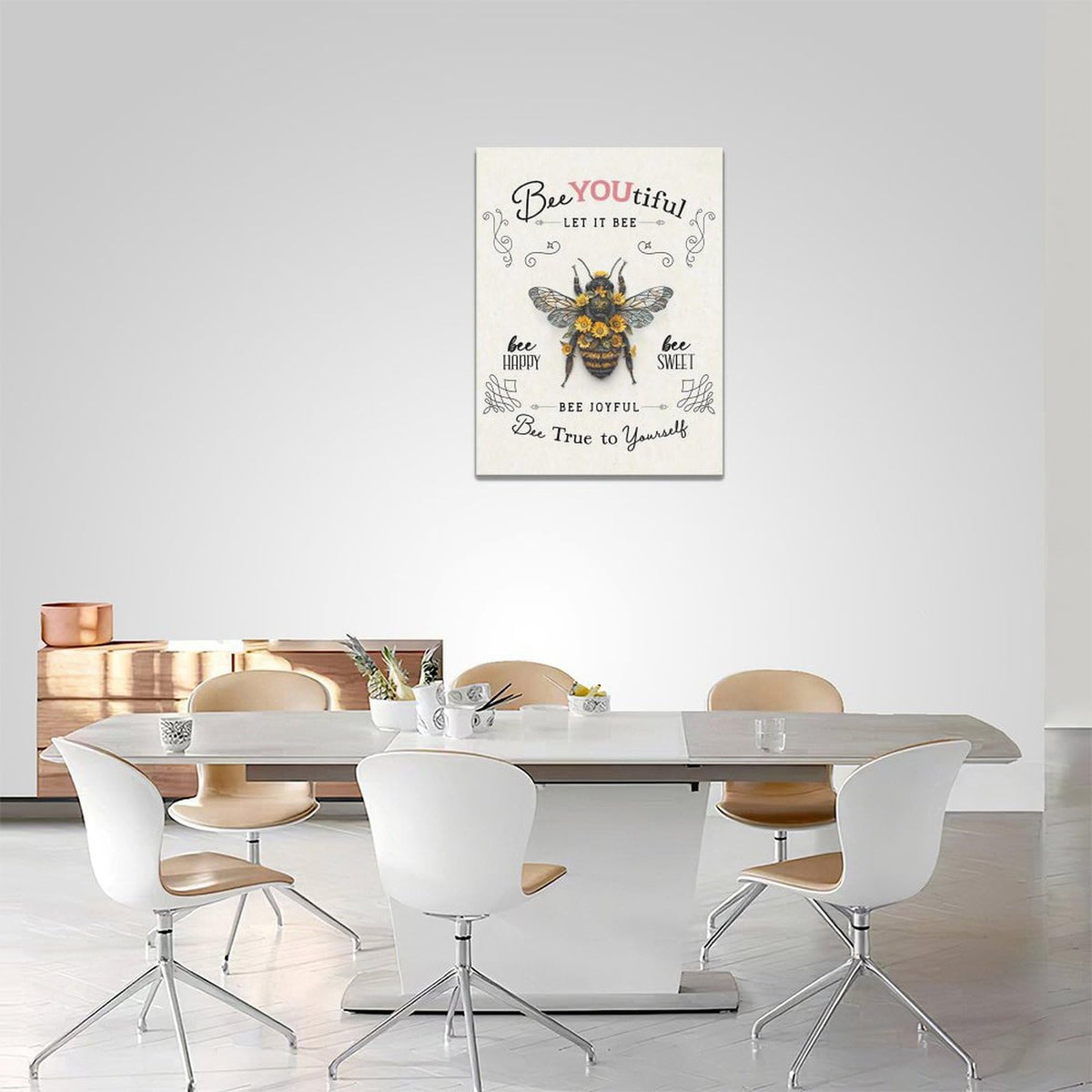 Bee Wall Art Farmhouse Sunflower Honey Bee Pictures Wall Decor Inspirational Positive Quotes Canvas Painting Home Modern Artwork Decorations
