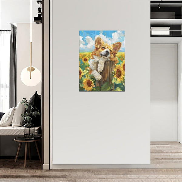 Dog Wall Art Country Sunflower Funny Corgi Pictures Wall Decor Farmhouse Canvas Painting Print Home Modern Artwork Decorations