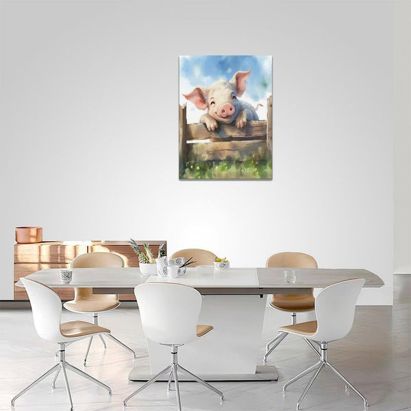 Farmhouse Pig Wall Art Pig Pictures Wall Decor Canvas Print Painting Home Decoration Artwork For Living Room Office Bedroom Bathroom Framed