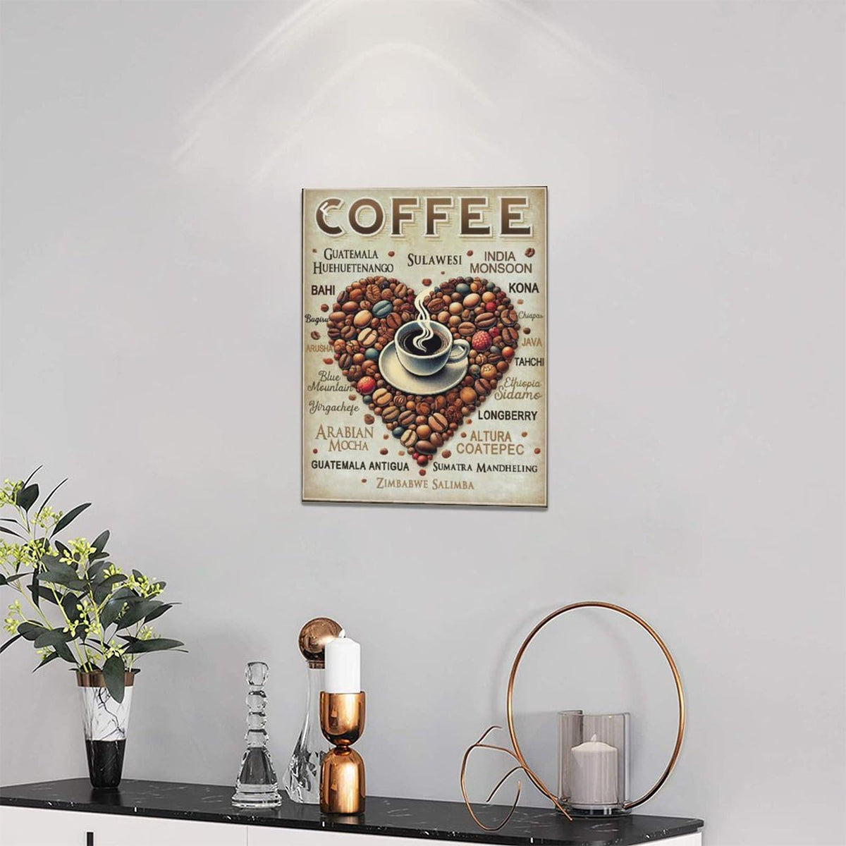 Coffee Wall Art Cafe Pictures Wall Decor Latte Drink Canvas Painting Home Modern Artwork Decorations Framed