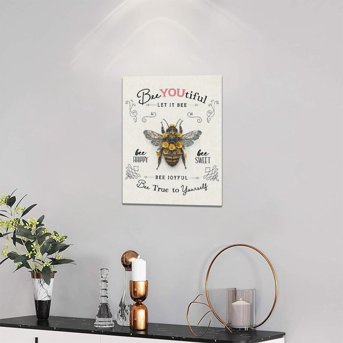 Bee Wall Art Farmhouse Sunflower Honey Bee Pictures Wall Decor Inspirational Positive Quotes Canvas Painting Home Modern Artwork Decorations