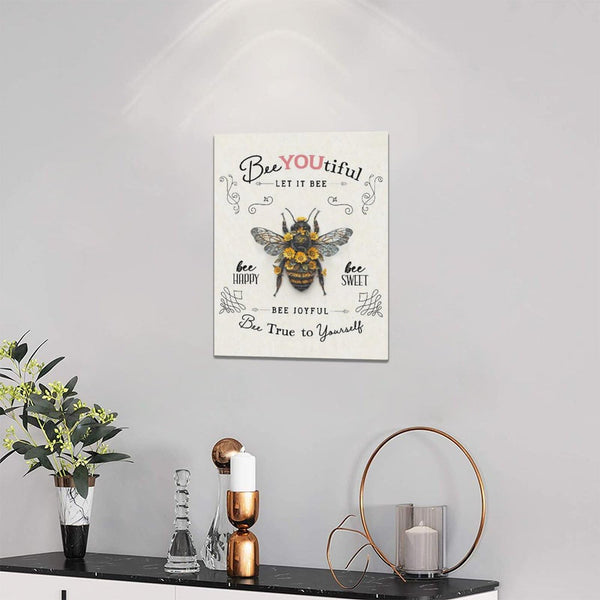 Bee Wall Art Farmhouse Sunflower Honey Bee Pictures Wall Decor Inspirational Positive Quotes Canvas Painting Home Modern Artwork Decorations