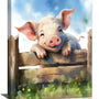 Farmhouse Pig Wall Art Pig Pictures Wall Decor Canvas Print Painting Home Decoration Artwork For Living Room Office Bedroom Bathroom Framed