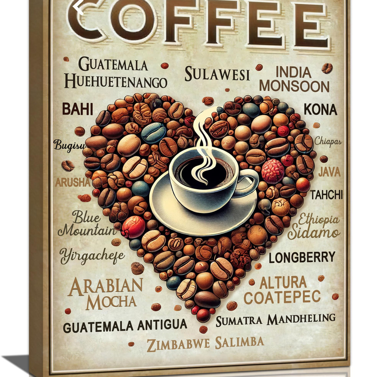 Coffee Wall Art Cafe Pictures Wall Decor Latte Drink Canvas Painting Home Modern Artwork Decorations Framed