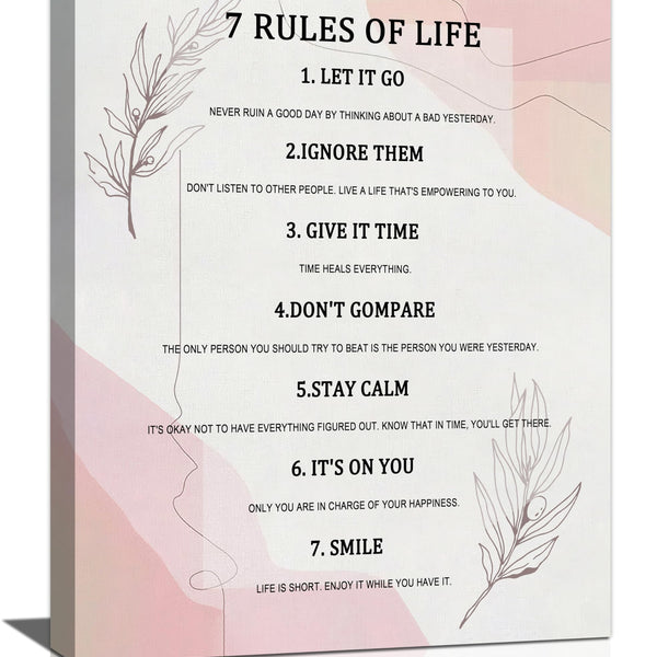 7 Rules of Life Wall Art Motivational Inspirational Pictures Wall Decor Positive Quotes Canvas Painting Home Modern Artwork Decorations