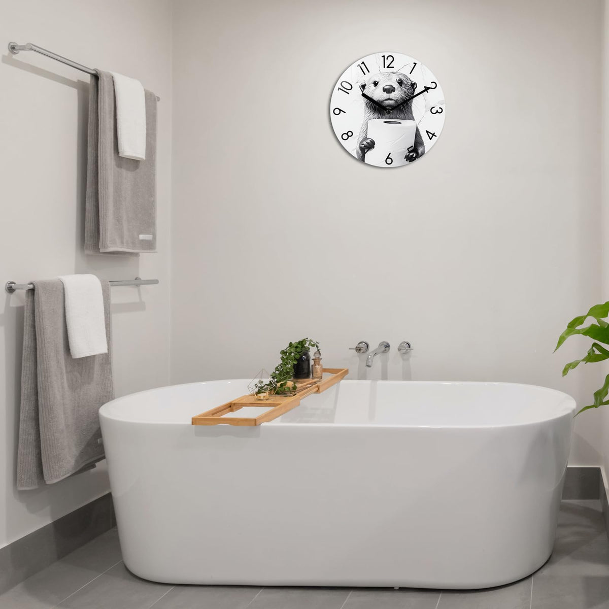 Bathroom Wall Clock Modern Style Waterproof Glass Clock for Bathroom, Shower Wall Decor