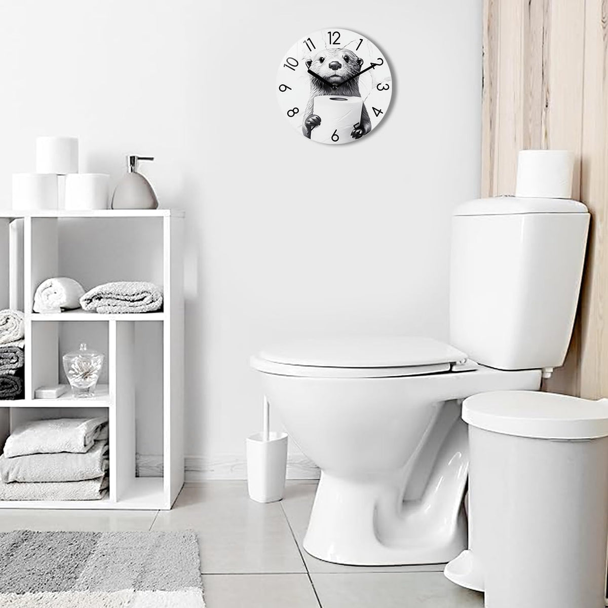 Bathroom Wall Clock Modern Style Waterproof Glass Clock for Bathroom, Shower Wall Decor