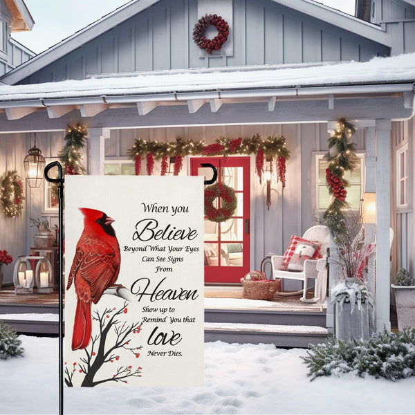 Winter Cardinal Garden Flag Religion Decorative Yard Flag for Garden Porch Lawn