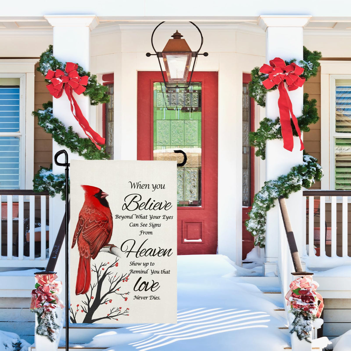 Winter Cardinal Garden Flag Religion Decorative Yard Flag for Garden Porch Lawn