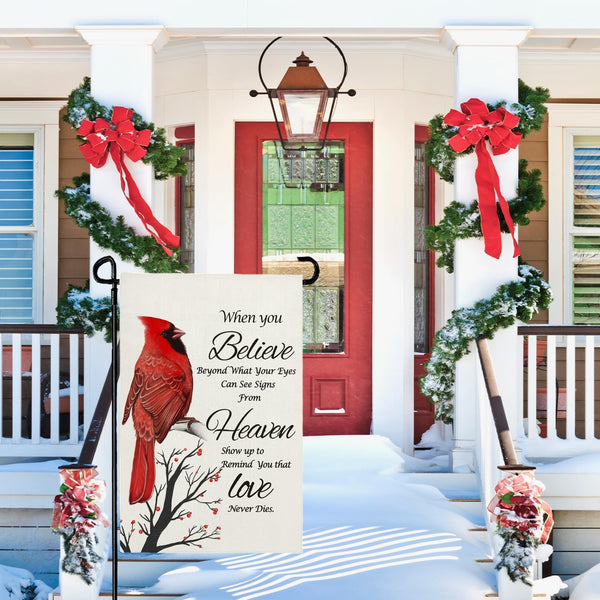 Winter Cardinal Garden Flag Religion Decorative Yard Flag for Garden Porch Lawn