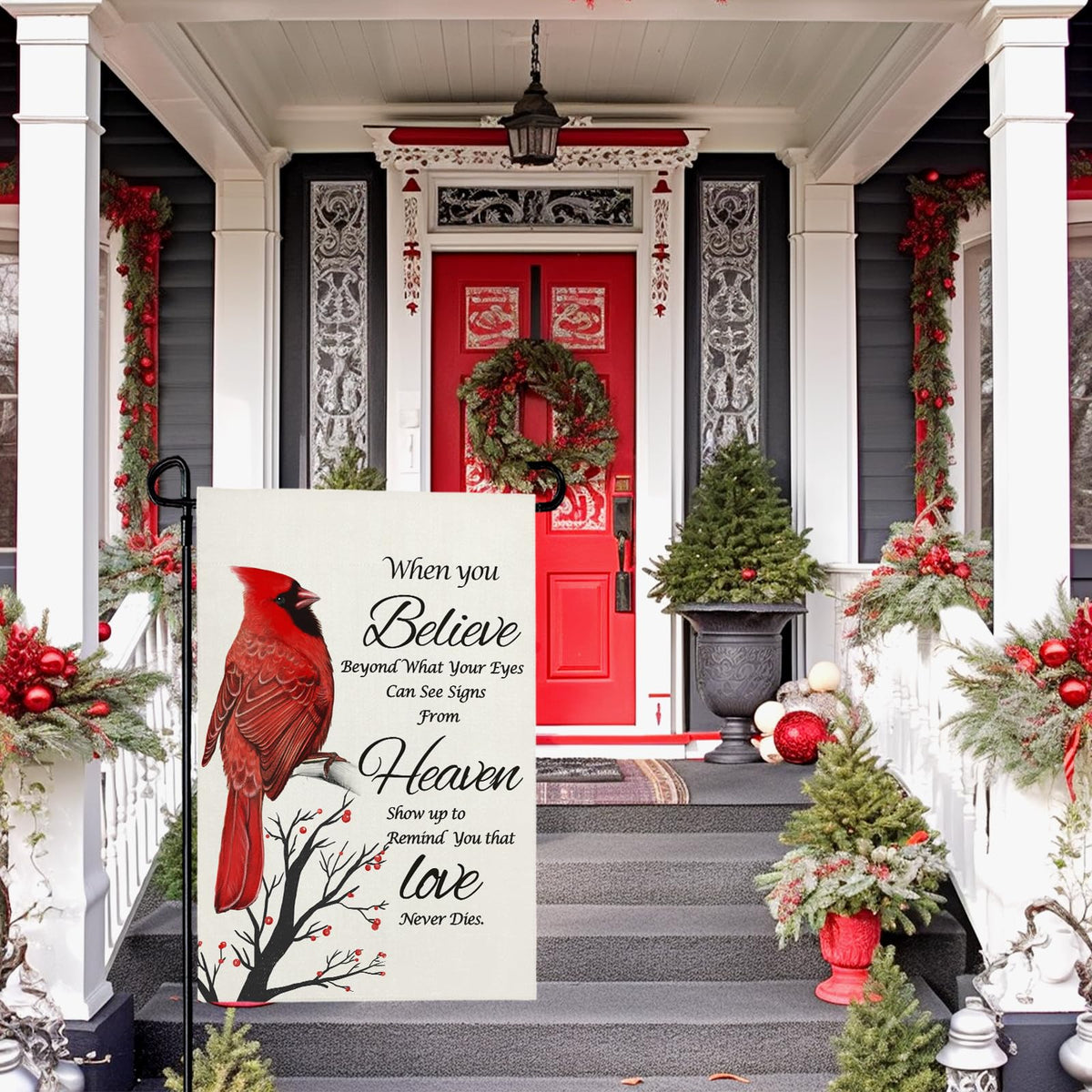 Winter Cardinal Garden Flag Religion Decorative Yard Flag for Garden Porch Lawn