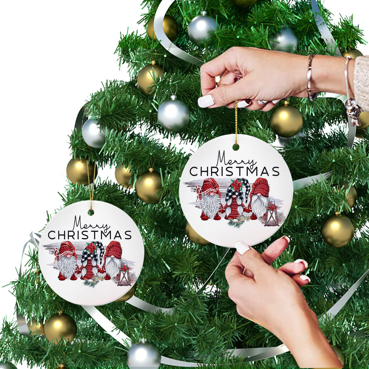 Cute Christmas Tree Ornaments for Decorations Small Tree First Ceramic Christmas Ornaments Gift Gnome Ornament