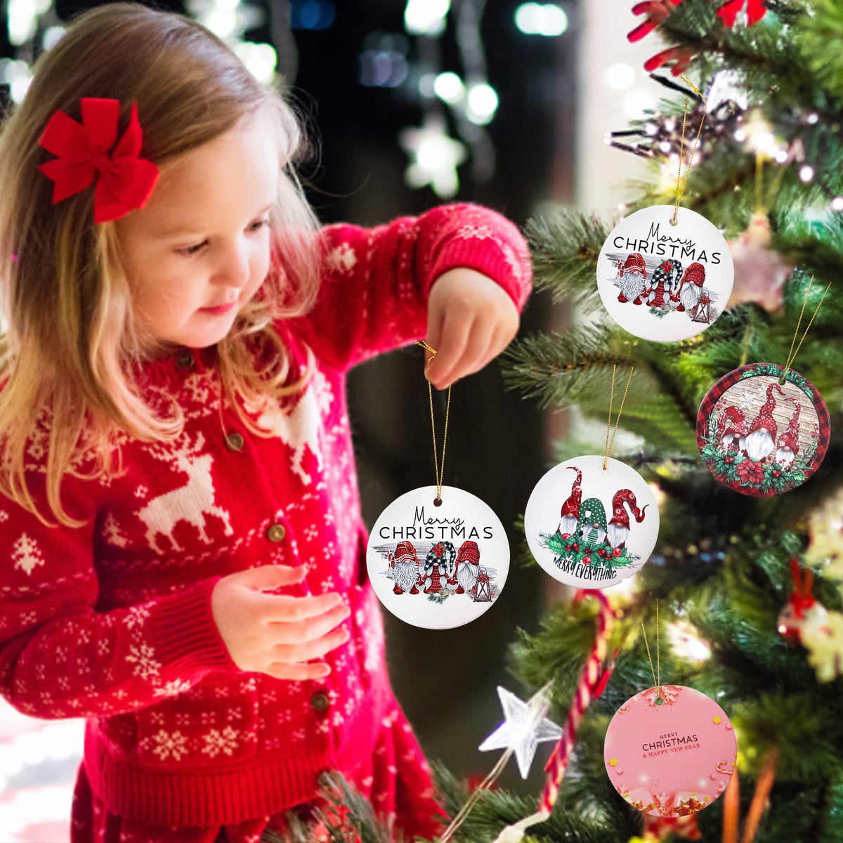 Cute Christmas Tree Ornaments for Decorations Small Tree First Ceramic Christmas Ornaments Gift Gnome Ornament