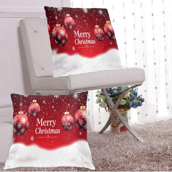 Pillow Covers Christmas Red Ball Pattern Festive Decorative Throw Pillow Case