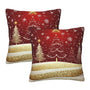 Pillow Covers Christmas Red Gold Tree Snowflake Festive Decorative Throw Pillow Case