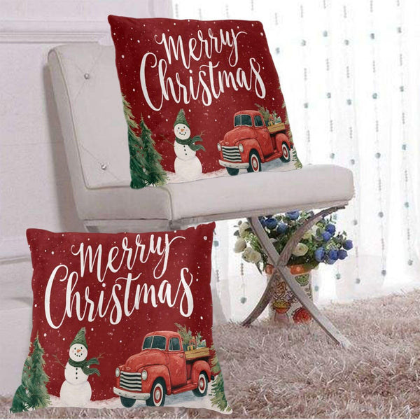 Pillow Covers Christmas Truck Snowman Festive Decorative Throw Pillow Case