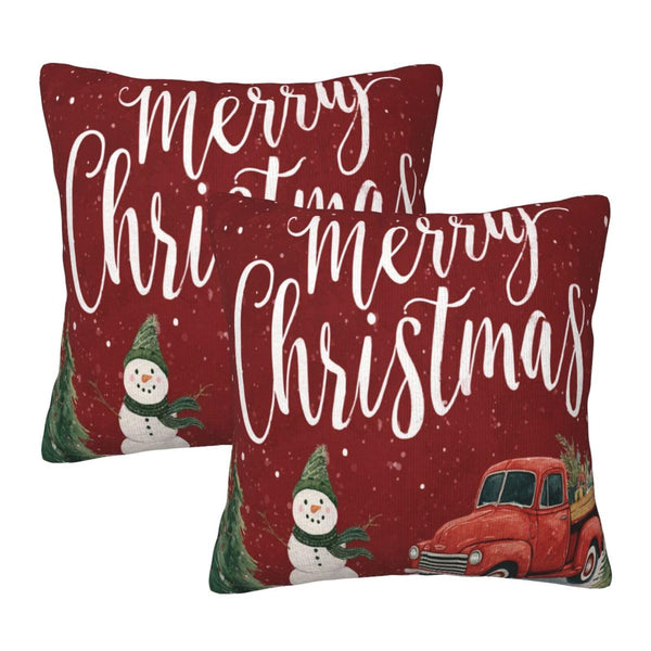 Pillow Covers Christmas Truck Snowman Festive Decorative Throw Pillow Case