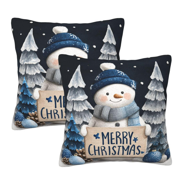 Pillow Covers Snowman Christmas Black Festive Decorative Throw Pillow Case with Hidden Zipper