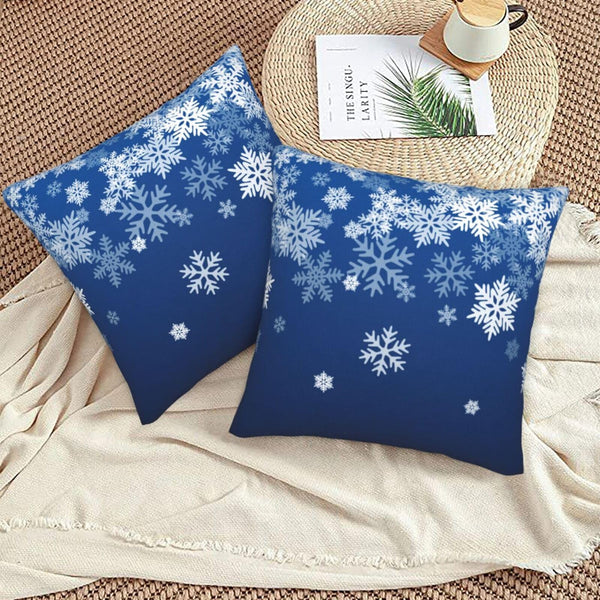 Pillow Covers Snowflake Blue Winter Christmas 2 Set Pillowcases