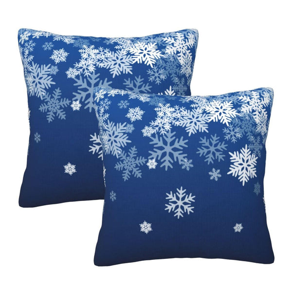Pillow Covers Snowflake Blue Winter Christmas 2 Set Pillowcases