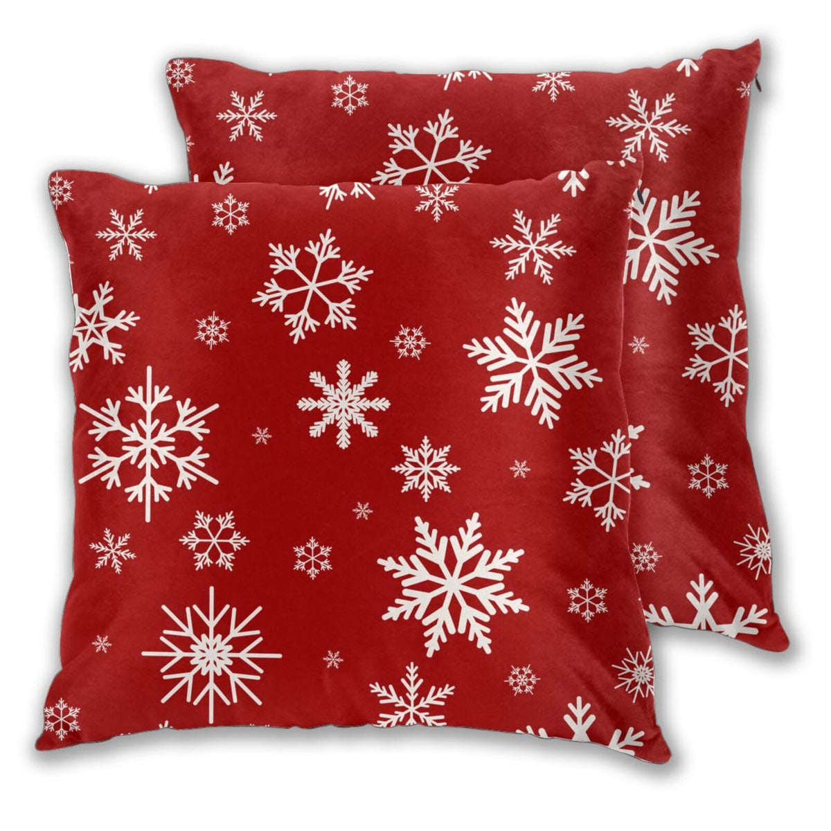 Pillow Covers Christmas Red Snowflake Xmas Set of 2 Pillowcases