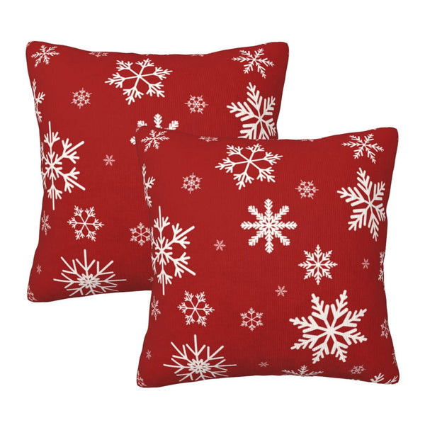 Pillow Covers Christmas Red Snowflake Xmas Set of 2 Pillowcases