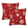 Pillow Covers Christmas Red Snowflake Xmas Set of 2 Pillowcases