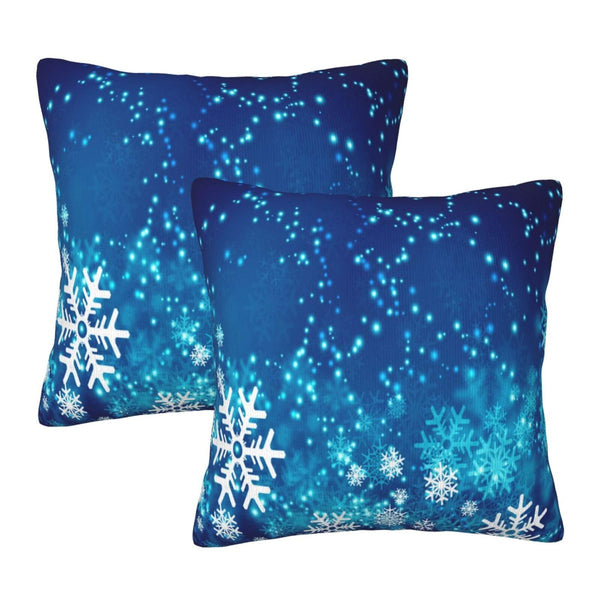 Pillow Covers Christmas Snowflake Blue Xmas Winter Set of 2 Pillowcases