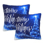 Pillow Covers Merry Christmas Blue Snow Tree Set of 2 Pillowcases