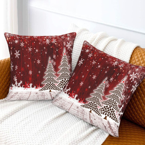 Pillow Covers Christmas Xmas Tree Snowflake Set of 2 Pillowcases Square Cushion Cover