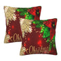 Pillow Covers Poinsettia Gold Snowflake Christmas Xmas Set of 2 Pillowcases Square