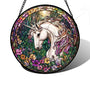 Stained Glass Window Hanging, Unicorn Flowers Suncatcher for Doors Home Sun Catchers Decoration and Christmas