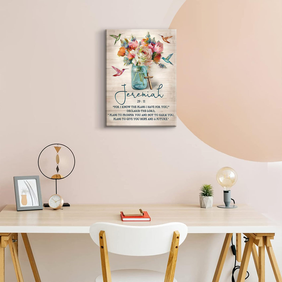 Scripture Canvas Wall Art Christian Wall Decor Painting Print Colour Farmhouse Hummingbird Picture