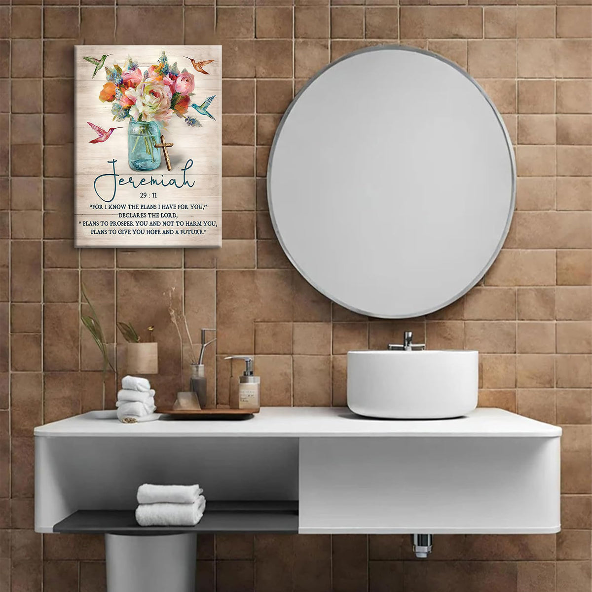 Scripture Canvas Wall Art Christian Wall Decor Painting Print Colour Farmhouse Hummingbird Picture