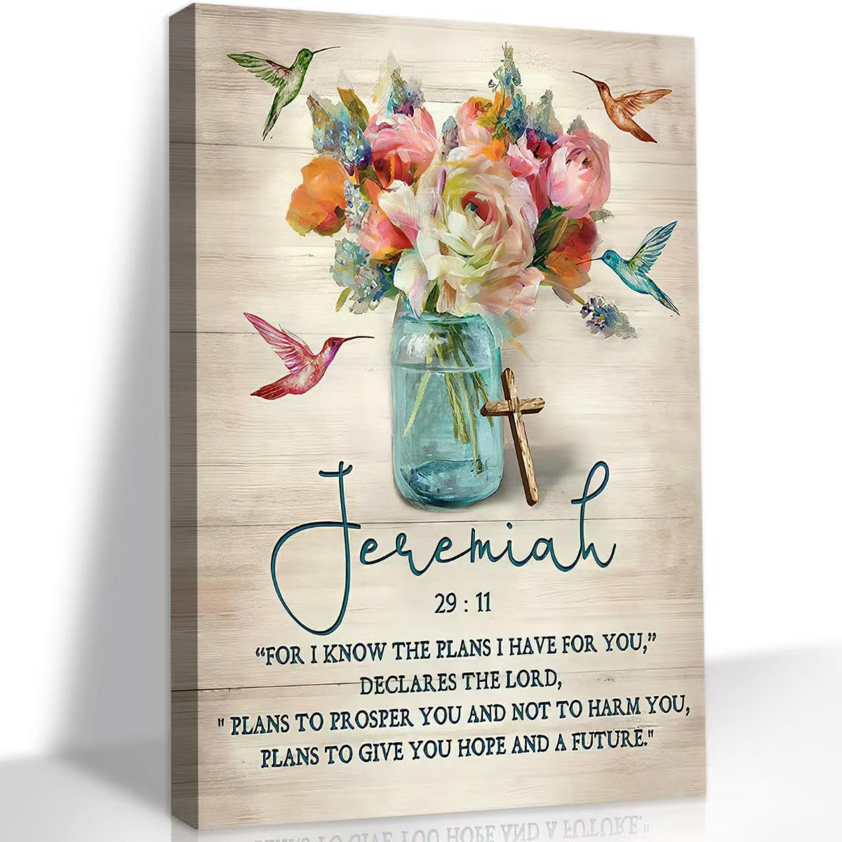 Scripture Canvas Wall Art Christian Wall Decor Painting Print Colour Farmhouse Hummingbird Picture