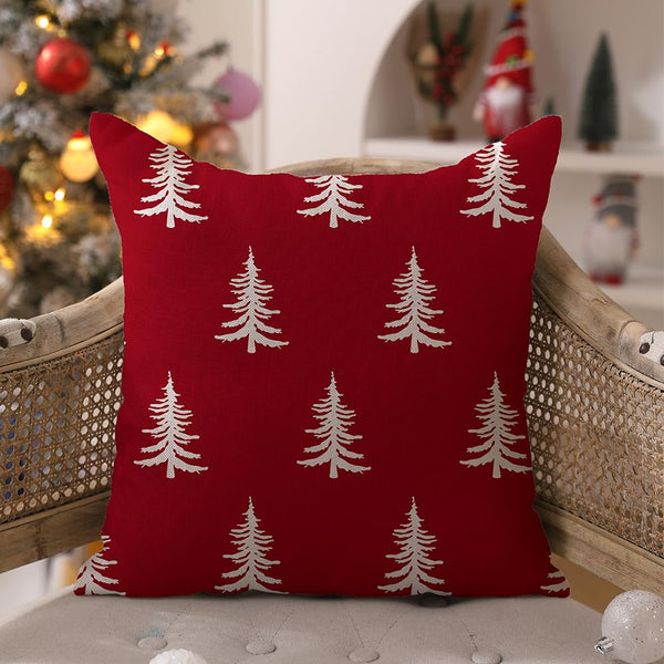 Christmas Pillow Covers 18x18 inch Set of 2 Christmas Tree Decorative Red Throw Pillow Covers