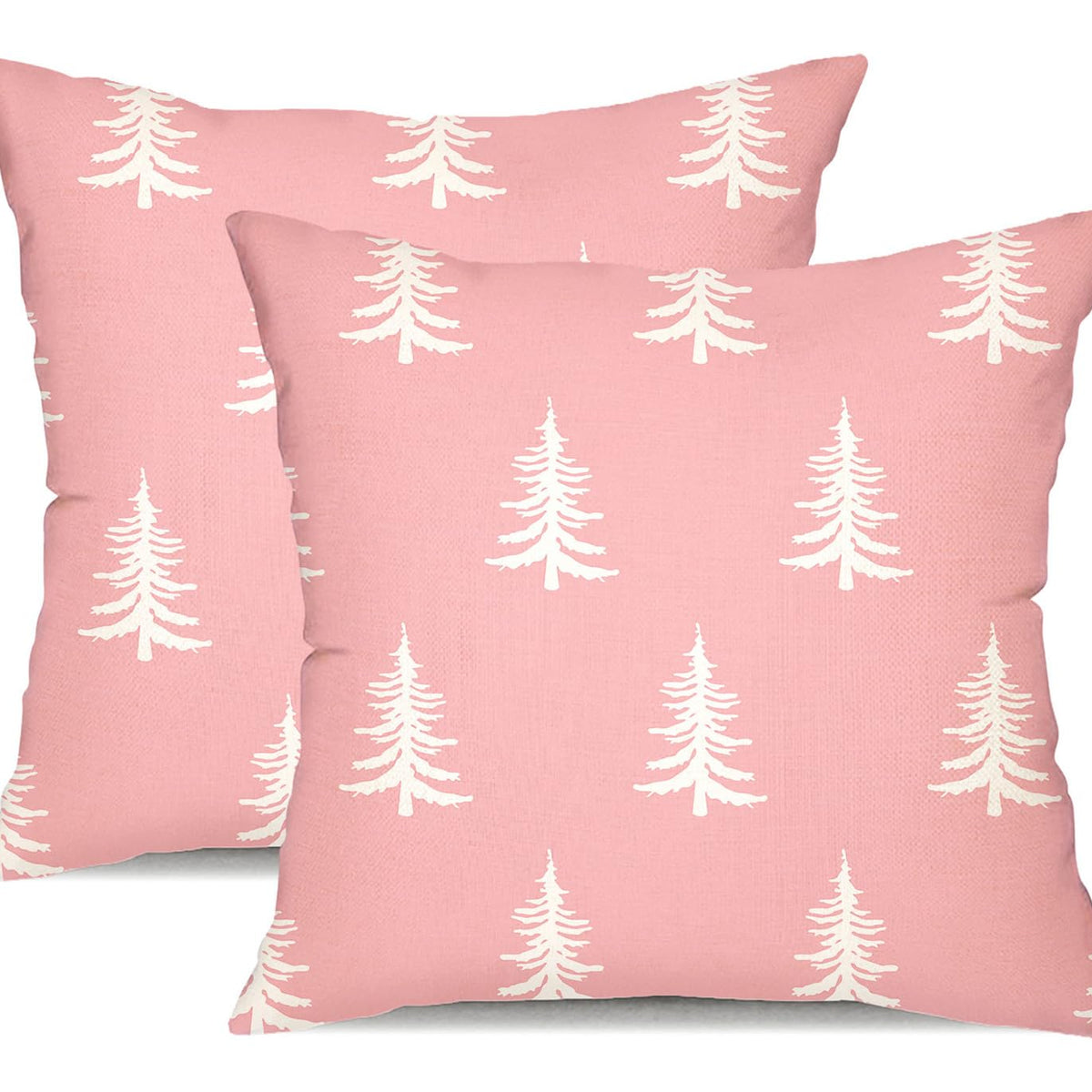 Christmas Pillow Covers 18x18 inch Set of 2 Christmas Tree Decorative Pink Throw Pillow Covers