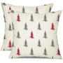 Christmas Pillow Covers 18x18 inch Set of 2 Christmas Tree Decorative Red and Gray Throw Pillow Covers