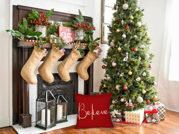 Christmas Throw Pillow Covers 18x18 Inch Set of 2 Merry Christmas Farmhouse Decorations Believe Holiday Decor