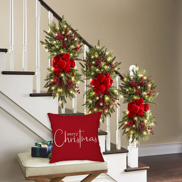 Christmas Throw Pillow Covers 18x18 Inch Set of 2 Merry Christmas Farmhouse Decorations Believe Holiday Decor