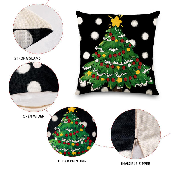 4PCS Christmas Pillow Covers 18x18 inch Hello Winter Merry Bright Throw Pillow Covers