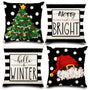 4PCS Christmas Pillow Covers 18x18 inch Hello Winter Merry Bright Throw Pillow Covers