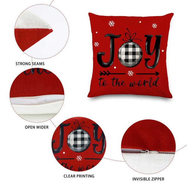4pcs Christmas Pillow Covers 18x18 Inch Red Pillow Covers Xmas Decorations Buffalo Tree Truck