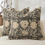 Vintage Floral Print Throw Pillow Covers 18x18 Set of 2 Neutral Modern Farmhouse Pillowcases, Black