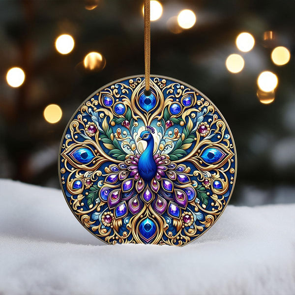 Christmas Ornament - Elegant Peacock Ceramic Ornament, Holiday Décor for Women, Mom, Wife, Friends