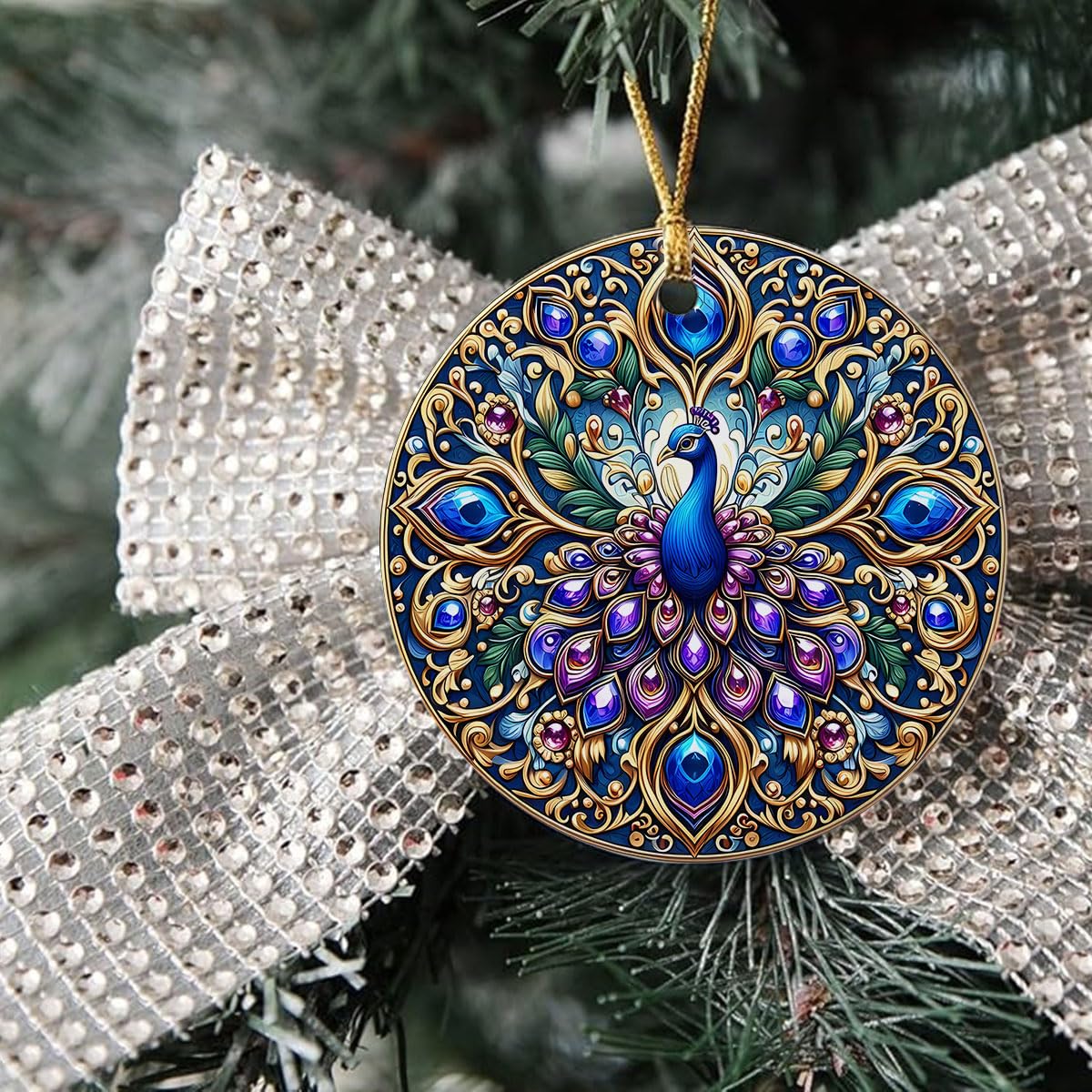 Christmas Ornament - Elegant Peacock Ceramic Ornament, Holiday Décor for Women, Mom, Wife, Friends