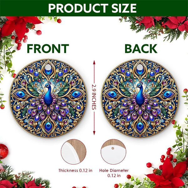 Christmas Ornament - Elegant Peacock Ceramic Ornament, Holiday Décor for Women, Mom, Wife, Friends