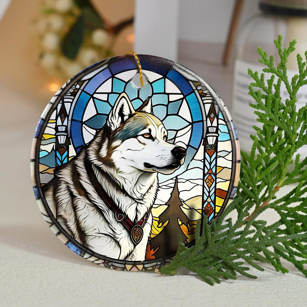 Wolf Christmas Hanging Ornament - Wolf Ceramic Ornament - Wolf Ornaments for Christmas Tree - Gifts for Wolf Lovers