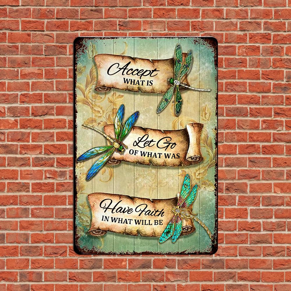 Dragonfly Tin Sign Retro Accept What Is Metal Signs Vintage Dragonfly Wall Art Outdoor Garden Decor